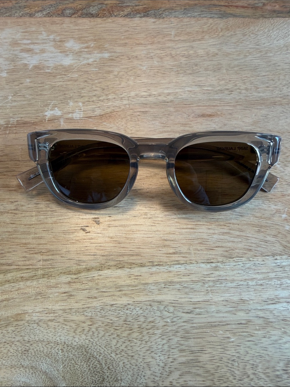 Saint Laurent SL 675 Translucent Taupe Frame Sunglasses with Brown Lenses